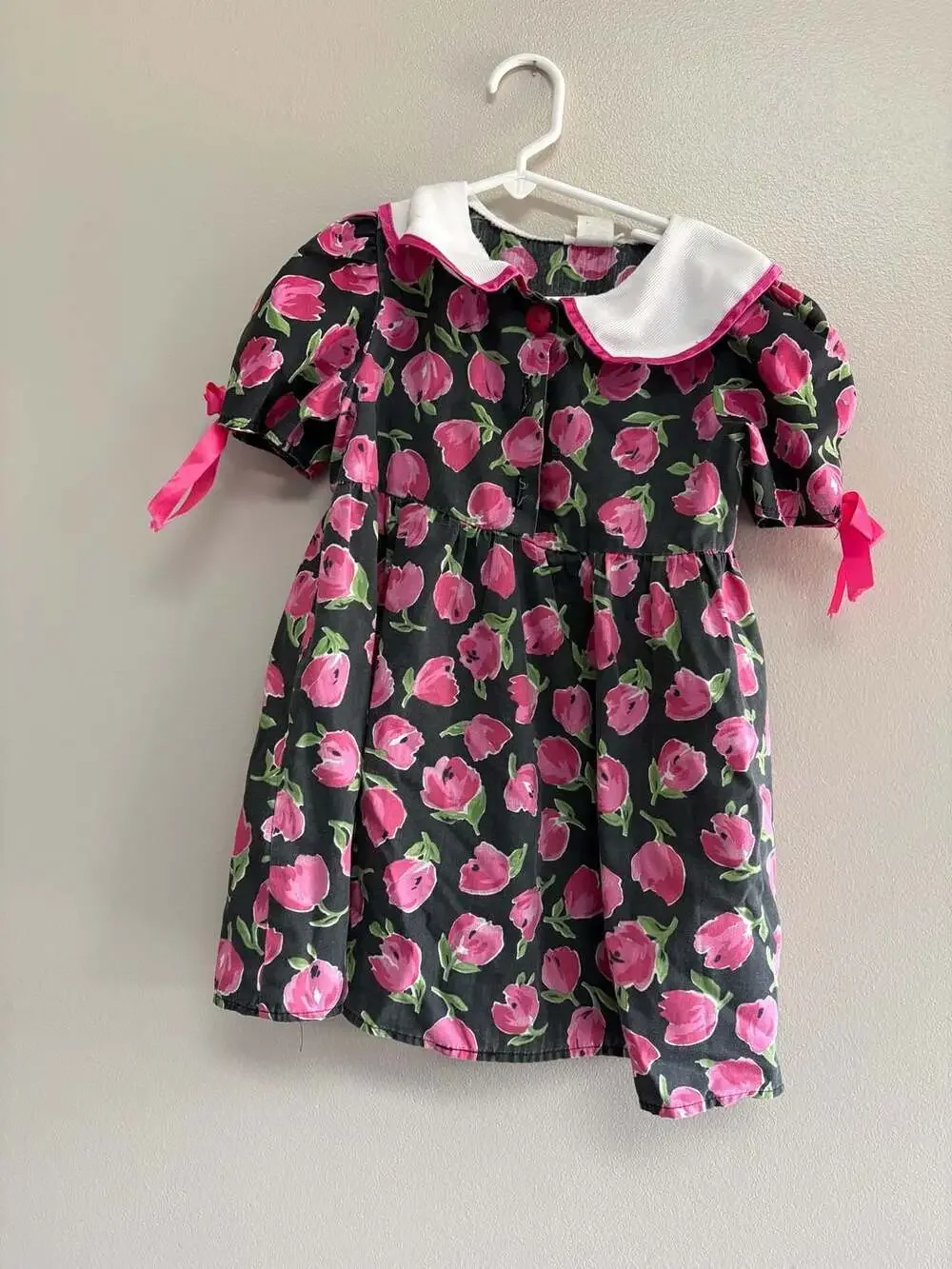 Vintage Lovey Bear Floral Peter Pan Collar Dress